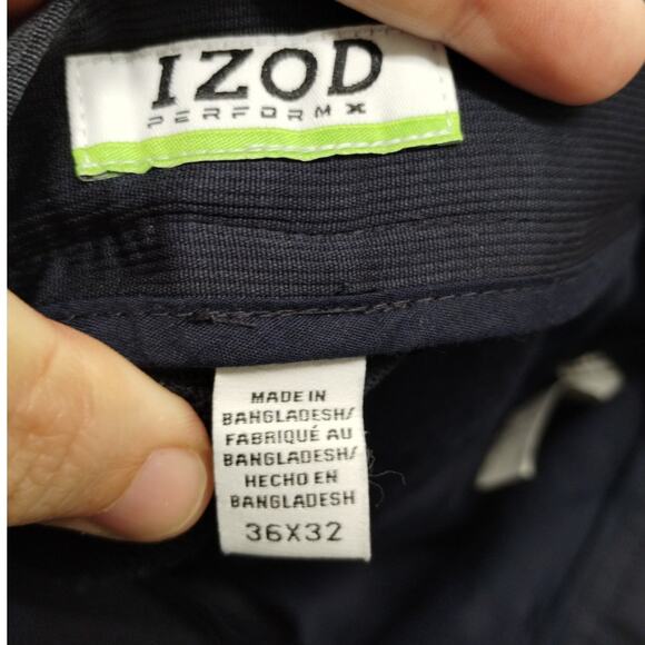 IZOD Men's Size 36x32 Navy Blue Golf Athleisure Sporty Chino Performance Pants - Picture 3 of 4